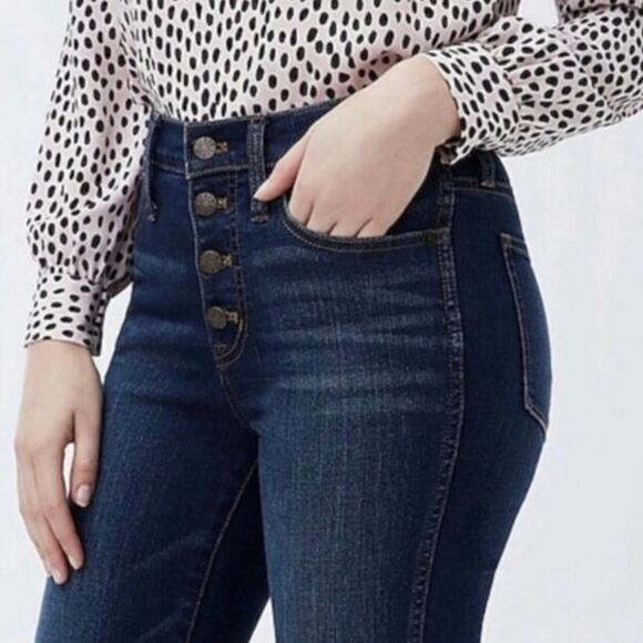 J. Crew High Rise Vintage Straight Ankle Crop Button Fly Dark Rinse Wash Jean 25 - Picture 2 of 8